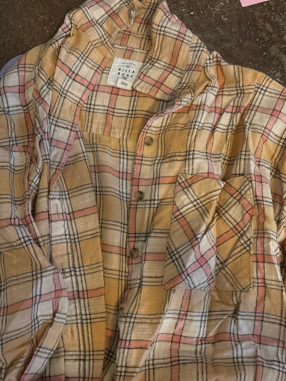 Billabong women’s Yellow Plaid Button-Up Shirt